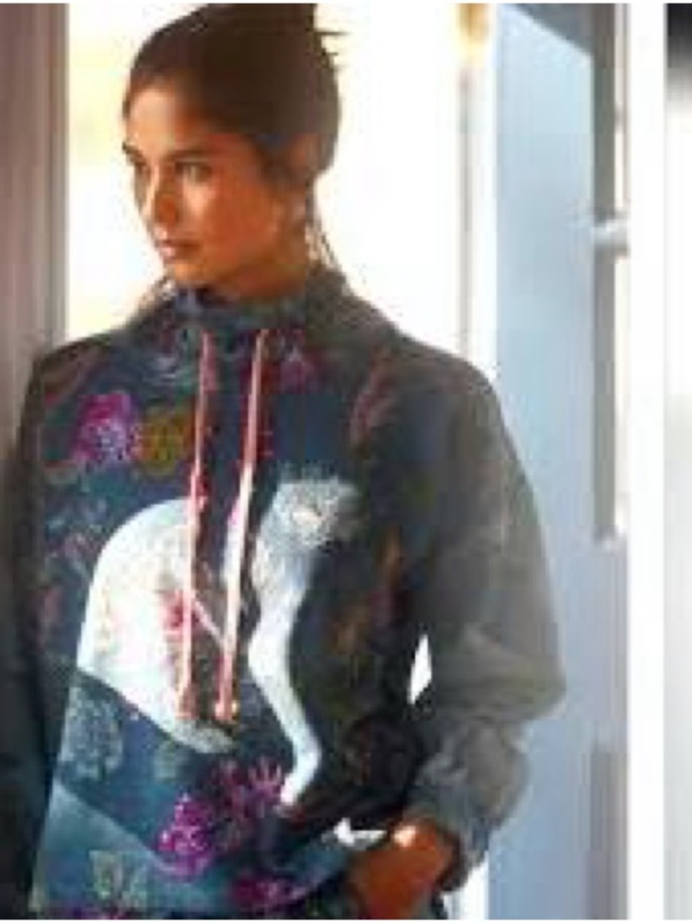 Daily Practice by Anthropologie Floral Mixed-Print Cowl Neck Sweatshirt Medium